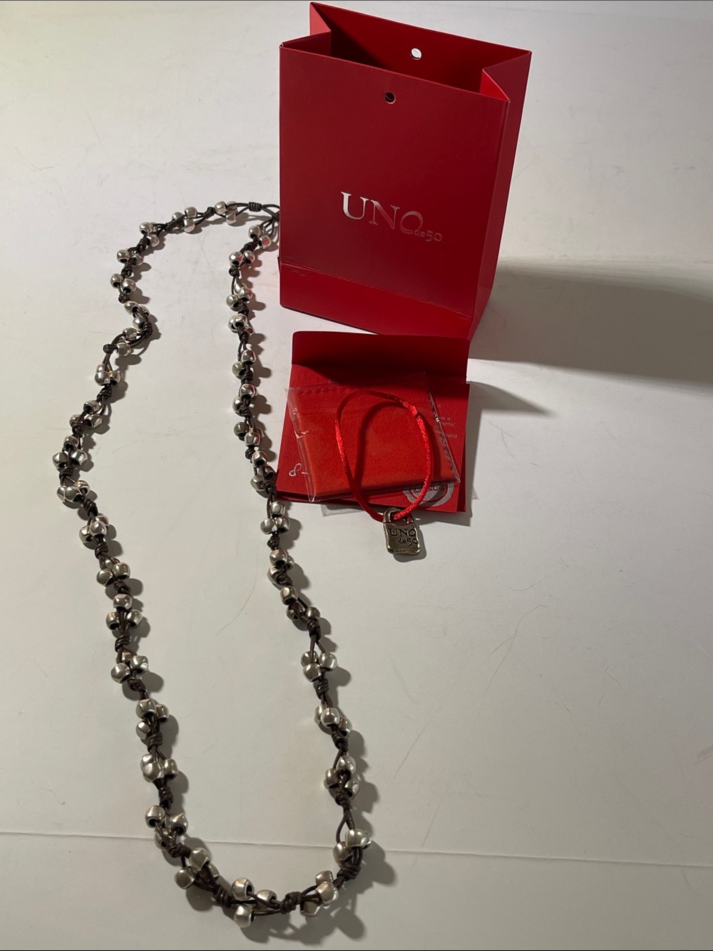 UNO de 50 Versatile Leather and Silver Plated Bead Necklace/Bracelet